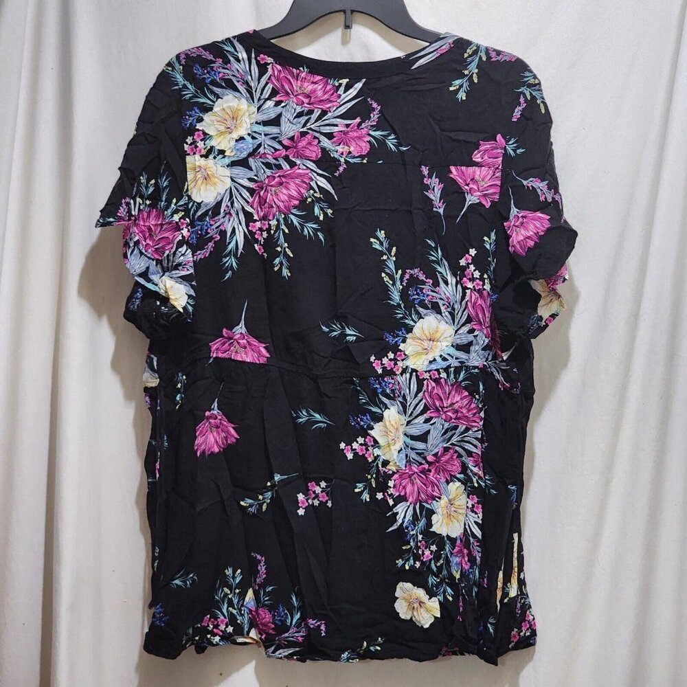 Torrid Black Button Front Top Multicolor Floral T… - image 6